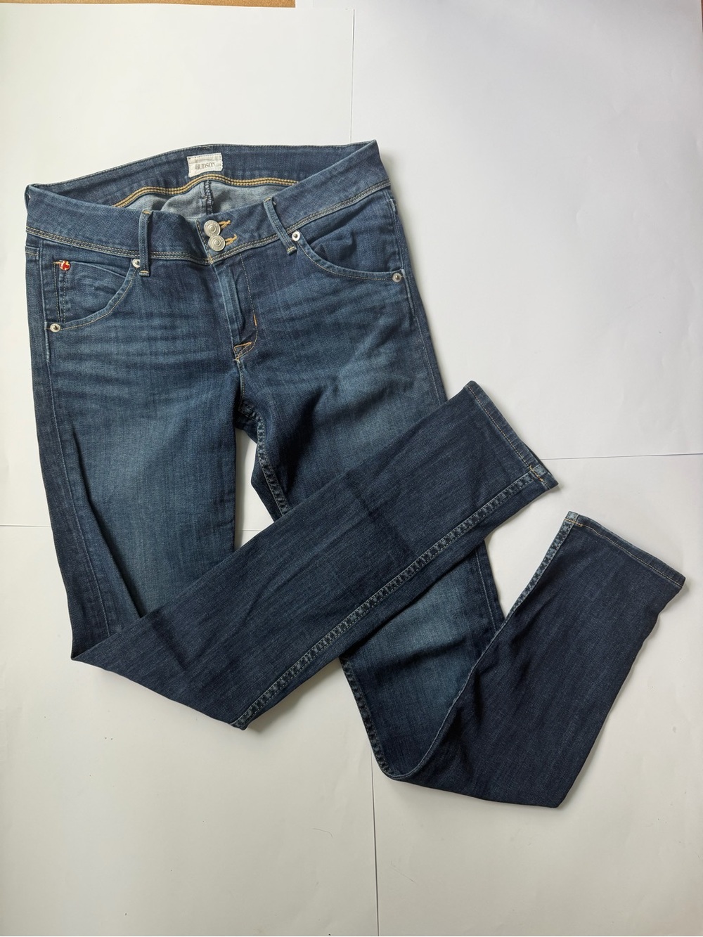 Hudson Women's Dark Blue denim Collin flap skinny fit Jeans Size 28
